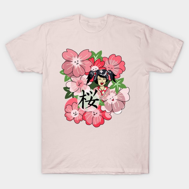 Happy Sakura Japanese Cherry Blossoms T-Shirt by cuisinecat